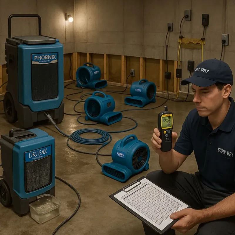 Structural Drying and Dehumidification process in Whitinsville, MA